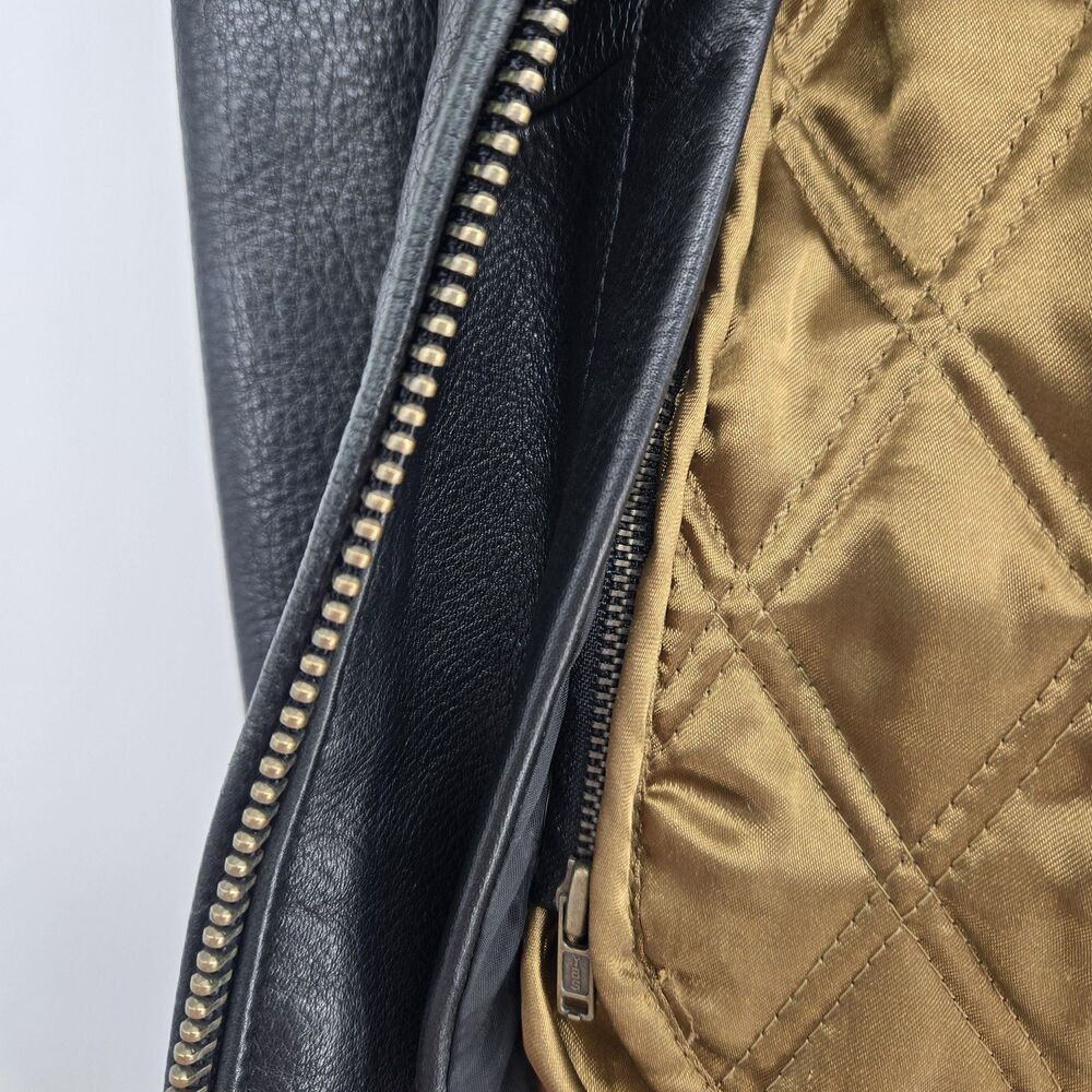Vintage Bruno Magli black leather jacket with wool lining - mens 44 - Picture 15 of 16
